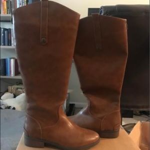 Brown wide calf riding boots